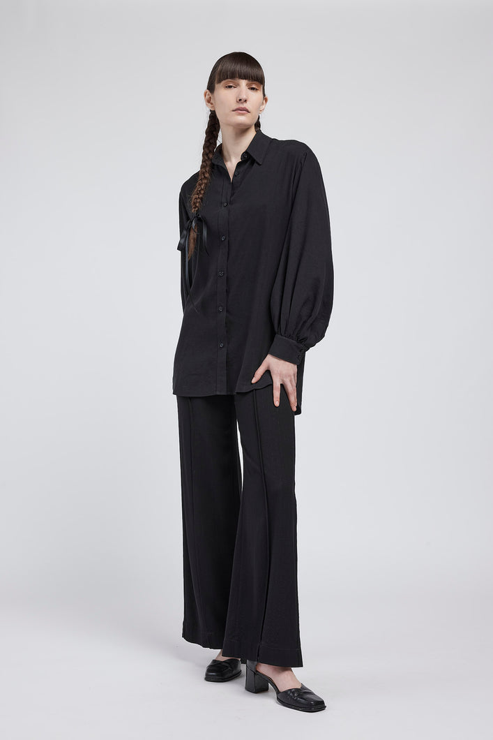 CATHERINE SHIRT - black linen silk